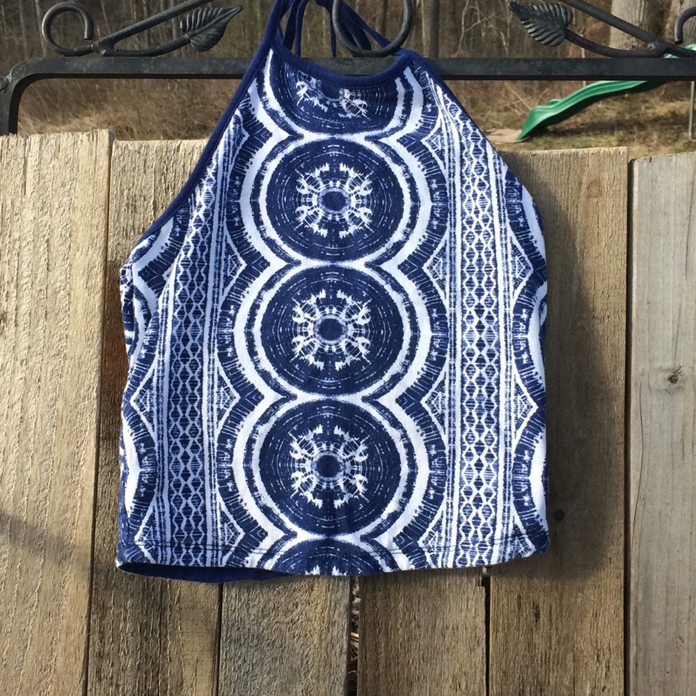 Roxy white and blue crop top